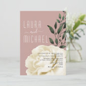 Dusty Rose Rosa Blumenzwiebeleinladung Einladung (Stehend Vorderseite)