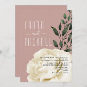 Dusty Rose Rosa Blumenzwiebeleinladung Einladung (Vorne/Hinten)