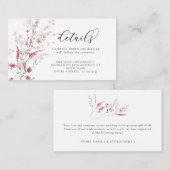 Dusty Rose Rosa Blush Wilde Blume Hochzeitdetails Begleitkarte (Vorne/Hinten)