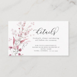 Dusty Rose Rosa Blush Wilde Blume Hochzeitdetails Begleitkarte