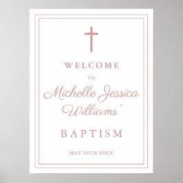 Dusty Rose Rosa Border Taufe Begrüßungszeichen Poster