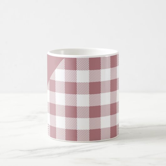 Dusty Rose Rosa Buffalo Karierter Karo Muster Name Kaffeetasse (Mittel)