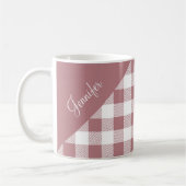 Dusty Rose Rosa Buffalo Karierter Karo Muster Name Kaffeetasse (Links)