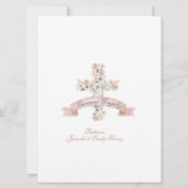 Dusty Rose Rosa Cross Taufe Einladung (Rückseite)