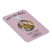 Dusty Rose Rosa Diamantring Save the Date blenden Magnet (Rechte Seite)