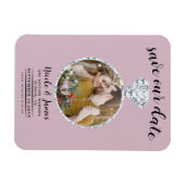 Dusty Rose Rosa Diamantring Save the Date blenden Magnet (Horizontal)