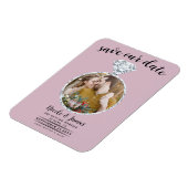 Dusty Rose Rosa Diamantring Save the Date blenden Magnet (Linke Seite)