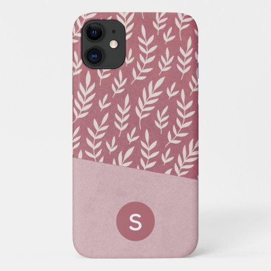 Dusty Rose Rosa Duoton Monogram Floral Elegant Case-Mate iPhone Hülle (Rückseite)