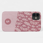 Dusty Rose Rosa Duoton Monogram Floral Elegant Case-Mate iPhone Hülle (Rückseite (Horizontal))