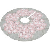 Dusty Rose Rosa Edelsteine auf Grau mit Goldsparkl Polyester Weihnachtsbaumdecke (Schrägansicht)