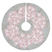 Dusty Rose Rosa Edelsteine auf Grau mit Goldsparkl Polyester Weihnachtsbaumdecke (Vorderseite)