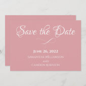Dusty Rose Rosa Einfache romantische Hochzeit Save The Date (Vorne/Hinten)