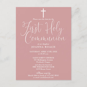 Dusty Rose Rosa Erste Heilige Kommune Save the Dat Postkarte