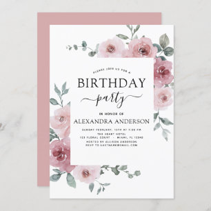 Dusty Rose Rosa Geburtstagsparty Blumenladen Einladung