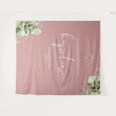 Dusty Rose Rosa Grüne Taufe Foto Hintergrund Wandteppich (Vorderseite (Horizontal))