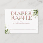 Dusty Rose Rosa Grüne Windel Raffle Kinderdusche Begleitkarte (Vorderseite)
