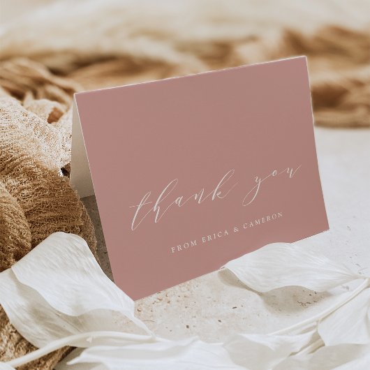 Dusty Rose Rosa Kalligrafie Personalisiert Dankeskarte