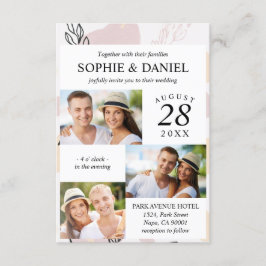 Dusty Rose Rosa Linie Art Abstrakt 3 Foto Hochzeit Einladung