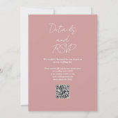 Dusty Rose Rosa Minimalistische Elegant QR Code Ho Einladung (Rückseite)