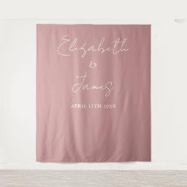 Dusty Rose Rosa Minimalistische Hochzeit Foto Hint Wandteppich
