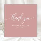 Dusty Rose Rosa Minimalistische Skripthochzeit Dankeskarte