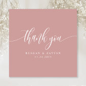 Dusty Rose Rosa Minimalistische Skripthochzeit Dankeskarte