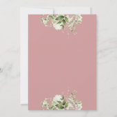 Dusty Rose Rosa Niedliche Blumengrün 1. Geburtstag Einladung (Rückseite)