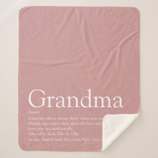 Dusty Rose Rosa Oma Definition Sherpadecke (Vorderseite)
