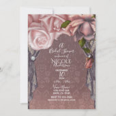 Dusty Rose Rosa Rosen Vintages Brautparty Einladung (Vorderseite)