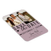 Dusty Rose Rosa Save the Date 2 Foto Hochzeit Magnet (Rechte Seite)