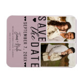 Dusty Rose Rosa Save the Date 2 Foto Hochzeit Magnet (Horizontal)