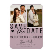 Dusty Rose Rosa Save the Date 2 Foto Hochzeit Magnet (Vertikal)