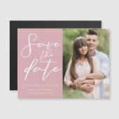 Dusty Rose Rosa Save the Date Foto Magnet-Karte Magnetkarte (Vorne/Hinten)