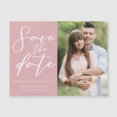 Dusty Rose Rosa Save the Date Foto Magnet-Karte Magnetkarte (Vorderseite)