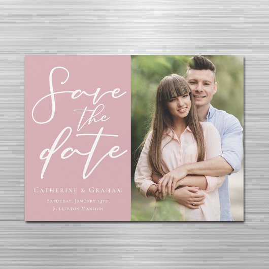 Dusty Rose Rosa Save the Date Foto Magnet-Karte Magnetkarte