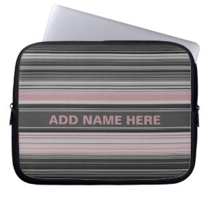 Dusty Rose Rosa Schwarz-weiß Graustreifen Muster Laptopschutzhülle