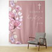 Dusty Rose Rosa Taufe Foto Hintergrund Wandteppich (Beispiel)