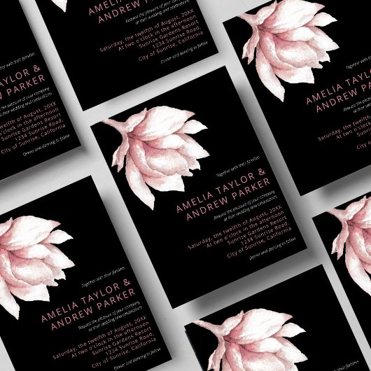 Dusty Rose Rosa Wasserfarbe Elegante Moderne Hochz Einladung