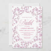 Dusty Rose Rose Pattern Pink Bridal Shower InvitE Einladung (Vorderseite)