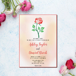 Dusty Rose Rote Blume rot Rosa Blumenzehen Einladung