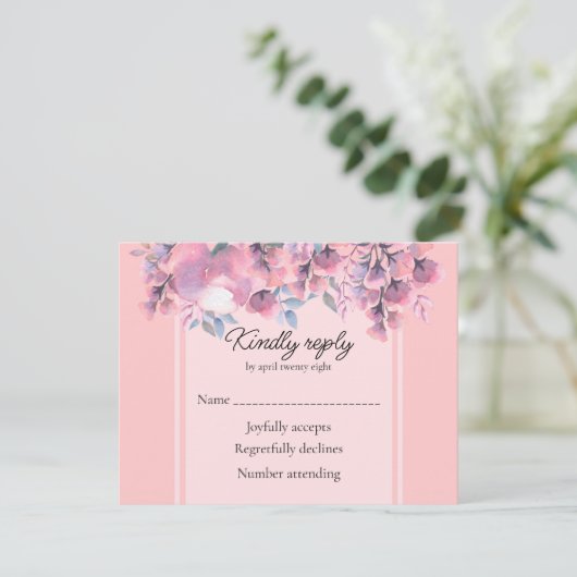 Dusty Rose RSVP Karte (Stehend Vorderseite)