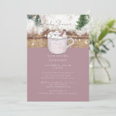 Dusty Rose Rustic Baby Es ist kalt Außendusche Einladung (Stehend Vorderseite)