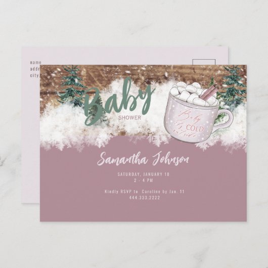 Dusty Rose Rustic Baby Es ist kalte Dusche Postkarte (Vorne/Hinten)