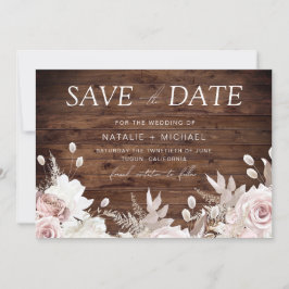 Dusty Rose & Rustic Boho Blues Hochzeit Save The Date