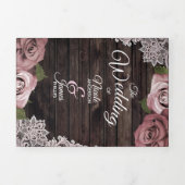 Dusty Rose Rustic Wood Trifold Wedding Programm (Cover)