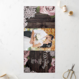 Dusty Rose Rustic Wood Trifold Wedding Programm