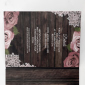 Dusty Rose Rustic Wood Trifold Wedding Programm (Innen Erste Seite)