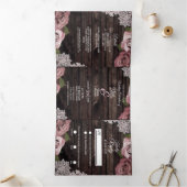 Dusty Rose Rustic Wood Trifold Wedding Programm (Innenseite)