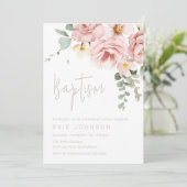 Dusty Rose & Sage Blumentaufen Einladung (Stehend Vorderseite)