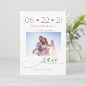 Dusty Rose & Sage Foto Save the Date Minimalistisc (Stehend Vorderseite)